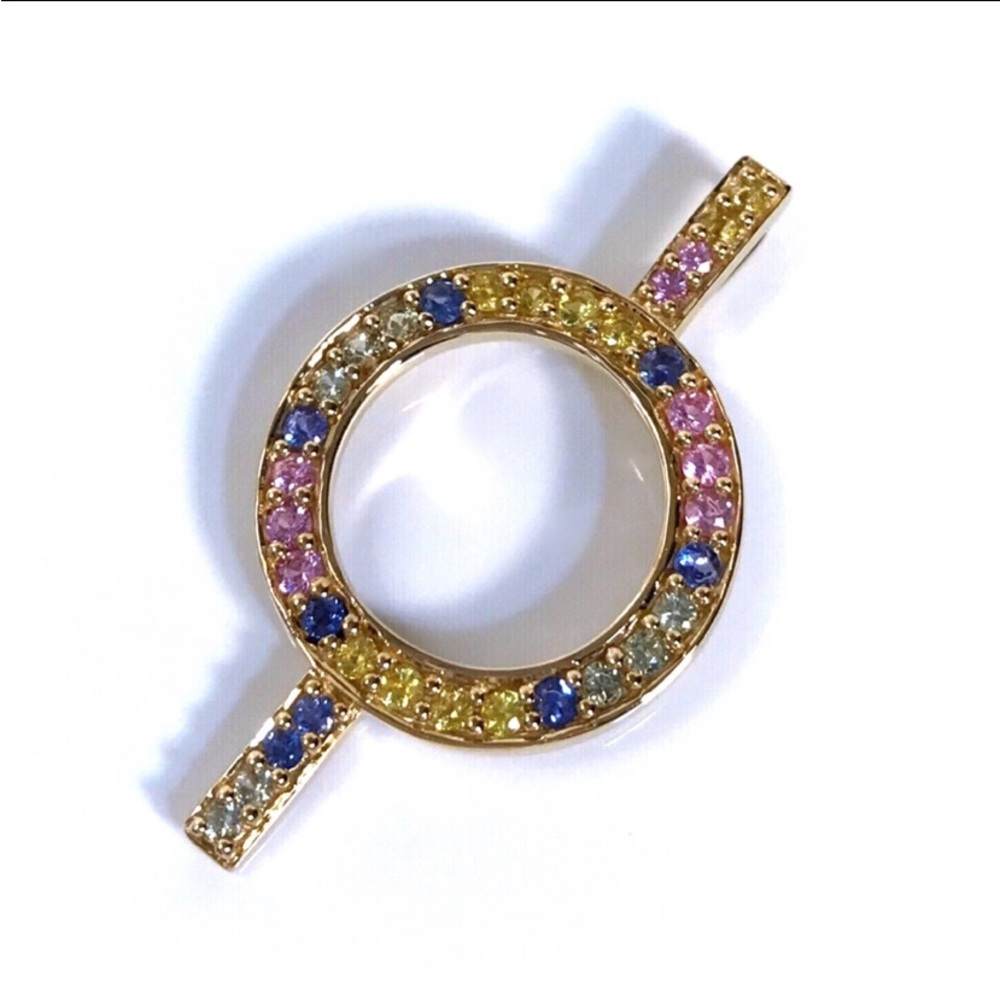 Spectacular 14kt Yellow Gold Multicolored Sapphire Pendant